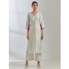 White Sequins Work Silk Blend Kurta