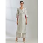 White Sequins Work Silk Blend Kurta with Pants- Set of 2