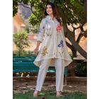 White Hand Painted Cotton Co-ord Set - Set of 2