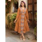 Orange Embroidered Cotton Dress