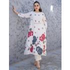 White Printed Cotton Kurta and Pants - Set of 2