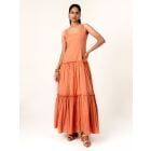 Orange Hand Embroidered Cotton Dress