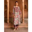 Black Printed Chanderi Kurta with Pants- Set of 2
