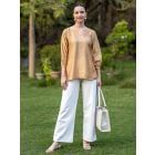 Beige Embroidered Chanderi Top