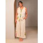 Cream Printed Cotton Vest