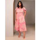 Pink Printed Cotton Dress with Belt