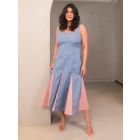 Blue Pink Printed Cotton Dress