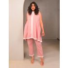 Pink Printed Cotton Kurta with Pants - Set of 2