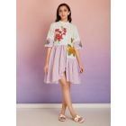 Multicolor Striped Cotton Patch Work Dress