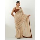 Beige Chanderi Saree with Blouse- Set of 2