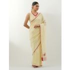 Pastel Yellow Patch Work Chanderi Ready to Wear Saree with Blouse- Set of 2