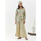 Beige Printed Cotton Linen Co-ord Set - Set of 2