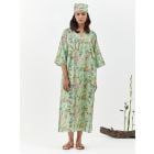 Green Printed Cotton Linen Dress