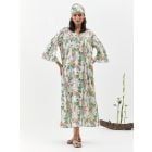Ivory Printed Cotton Linen Dress