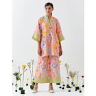 Peach Printed Cotton Linen Co-ord Set - Set of 2