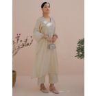 Ivory Embroidered Chanderi Silk Suit - Set of 3