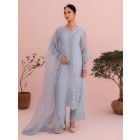 Blue Dori Embroidered Organza Suit - Set of 3
