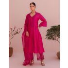 Pink Dori Embroidered Chanderi Silk Suit - Set of 3