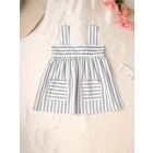 White Black Striped Cotton Dress