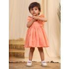 Orange Pintuck Cotton Dress
