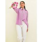 Purple Embroidered Poplin Shirt