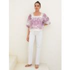 Purple Hand Block Printed Cotton Lurex Top