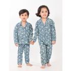 Blue Hand Block Printed Cotton Mulmul Unisex Nightsuit - Set of 2