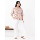 Orange Blue Hand Block Printed Cotton Shirt