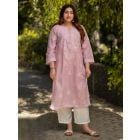 Light Pink Embroidered Cotton Kurta