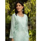 Pastel Green Embroidered Cotton Kurta