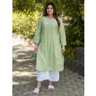 Light Green Embroidered Cotton Kurta