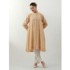 Beige Woven Chanderi Kurta with Pants- Set of 2