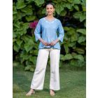 Light Blue Embroidered Cotton Top