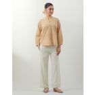 Beige Woven Cotton Co-ord Set- Set of 2