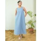 Powder Blue Embroidered Poplin Dress