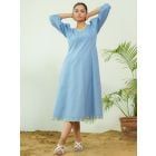 Powder Blue Embroidered Poplin Dress