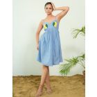 Powder Blue Embroidered Poplin Dress