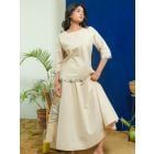 Beige Embroidered Poplin Co-ord Set- Set of 2