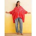 Red Shibori Dyed Muslin Shirt