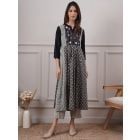Black Hand Embroidered Cotton Printed Kurta