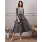 Black Printed Cotton Hand Embroidered Dress