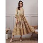 Mustard Yellow Printed Cotton Dress