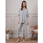 Grey Printed Cotton Co-ord Set- Set of 2