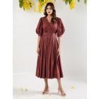 Maroon Hand Block Printed Cotton Dress