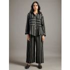 Black Striped Linen Oversized Shirt