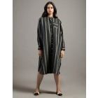 Black Striped Linen Dress