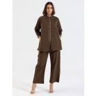 Brown Cotton Linen Co-ord Set - Set of 2