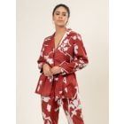 Maroon Printed Cotton Jacket and Belt