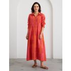 Orange Pink Checkered Cotton Dress