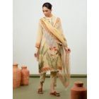 Yellow Printed Cotton Silk Suit- Set of 3